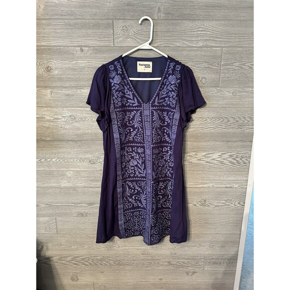 Savanna Jane Shift Dress Womens Size Small Purple‎ Boho Embroidered V Neck - Picture 2 of 9